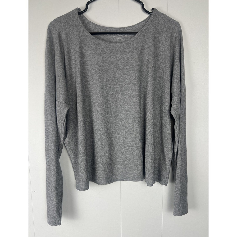 Beyond‎ Yoga Featherweight Cropped Long Sleeve Pullover Top Grey XL Athleisure